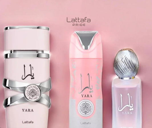 Lattafa Yara 3 Piece Gift Set - 3.4 oz EDP Spray + 6.7 oz Deodorant + 1.7 oz Hairmist