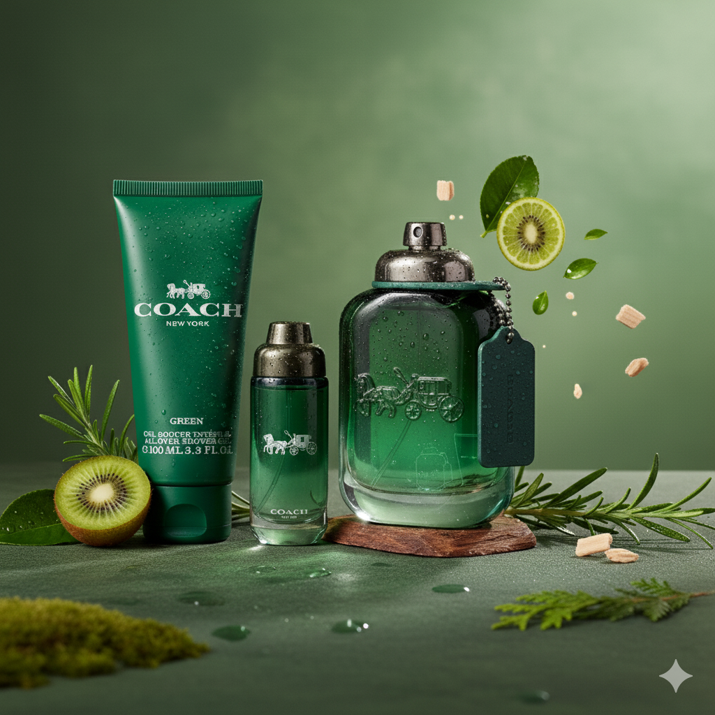 Coach Green 3-Piece Gift Set for Men (3.3 oz EDT + 0.5 oz EDT + 3.3 oz Shower Gel)