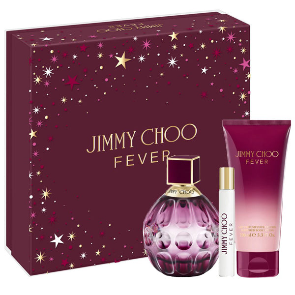 Jimmy Choo Fever Gift Set for Women | Sensual Floral Fruity Perfume with EDP, Travel Spray & Body Lotion