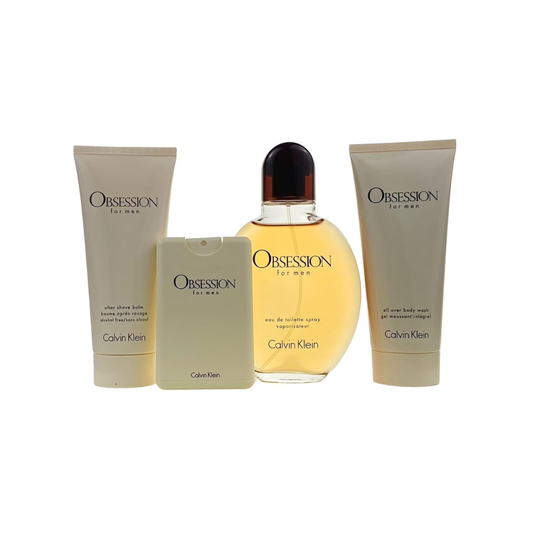 Calvin Klein Obsession for Men 4-Piece Gift Set – Eau de Toilette, After Shave Balm & Body Wash