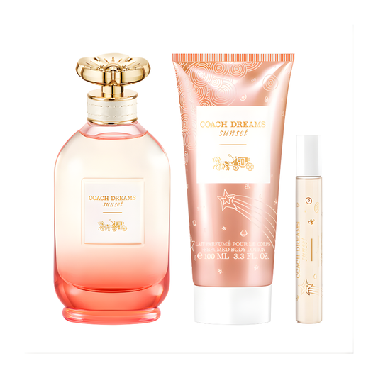 Coach Dreams Sunset Gift Set for Women (3.0 oz EDP + 3.3 oz Lotion + 0.25 oz Mini)