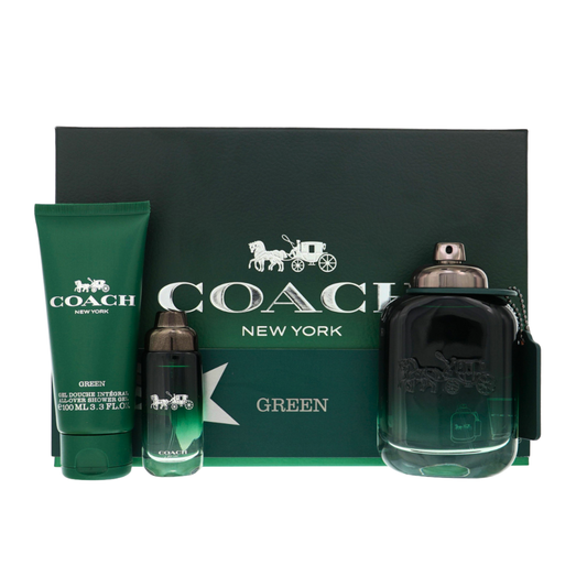 Coach Green 3-Piece Gift Set for Men (3.3 oz EDT + 0.5 oz EDT + 3.3 oz Shower Gel)