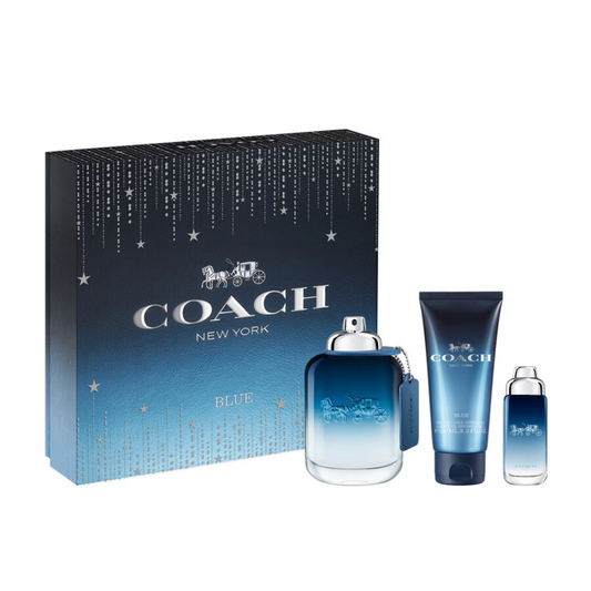 Coach Blue Gift Set for Men (3.3 oz EDT + 0.5 oz EDT + 3.3 oz Shower Gel)