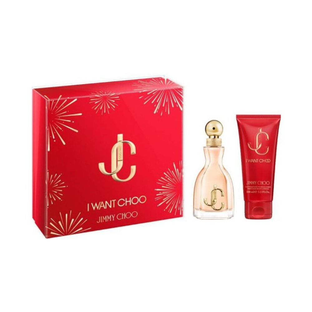 Jimmy Choo I Want Choo Gift Set for Women 2pc | Amber Floral Perfume with EDP & Body Lotion
