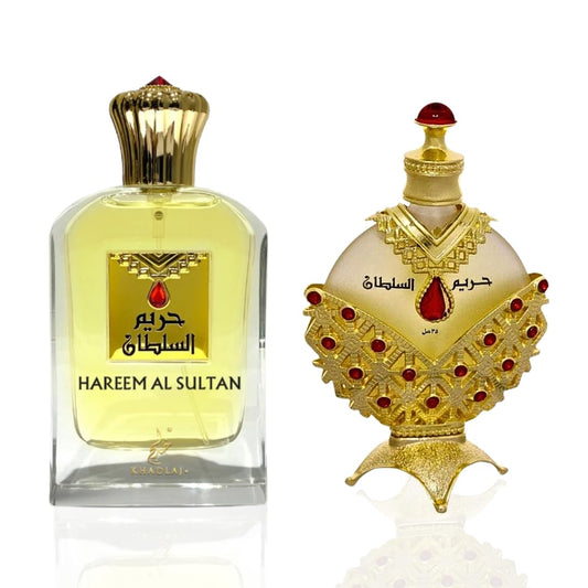 Khadlaj Hareem Al Sultan Gold EDP - 2.5 oz / 75 ml & Hareem Al Sultan Gold CPO - 1.18 oz / 35 ml (BUNDLE)