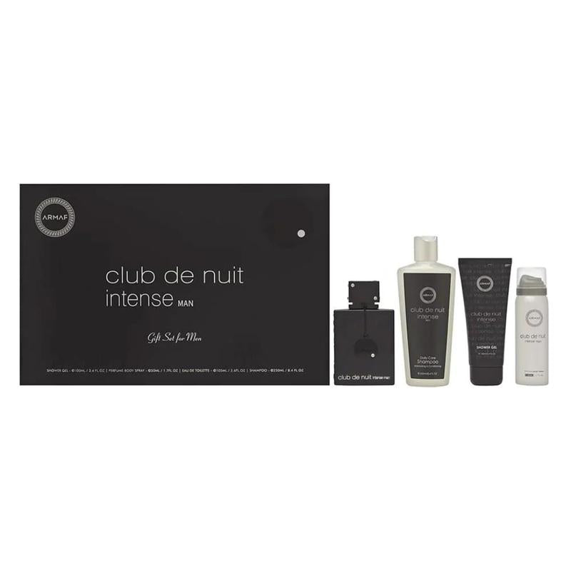 Armaf Club de Nuit Intense Men 4PC Gift Set for Men (3.6 oz EDT + 1.7 oz Perfume Body Spray + 3.4 oz Shower Gel + 8.4 oz Shampoo) Bodycare Scented Set