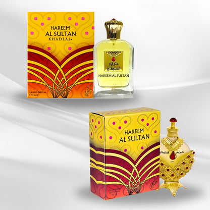 Khadlaj Hareem Al Sultan Gold EDP - 2.5 oz / 75 ml & Hareem Al Sultan Gold CPO - 1.18 oz / 35 ml (BUNDLE)