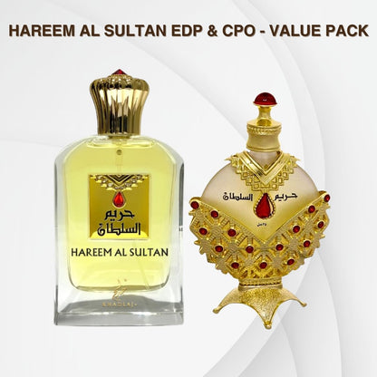 Khadlaj Hareem Al Sultan Gold EDP - 2.5 oz / 75 ml & Hareem Al Sultan Gold CPO - 1.18 oz / 35 ml (BUNDLE)