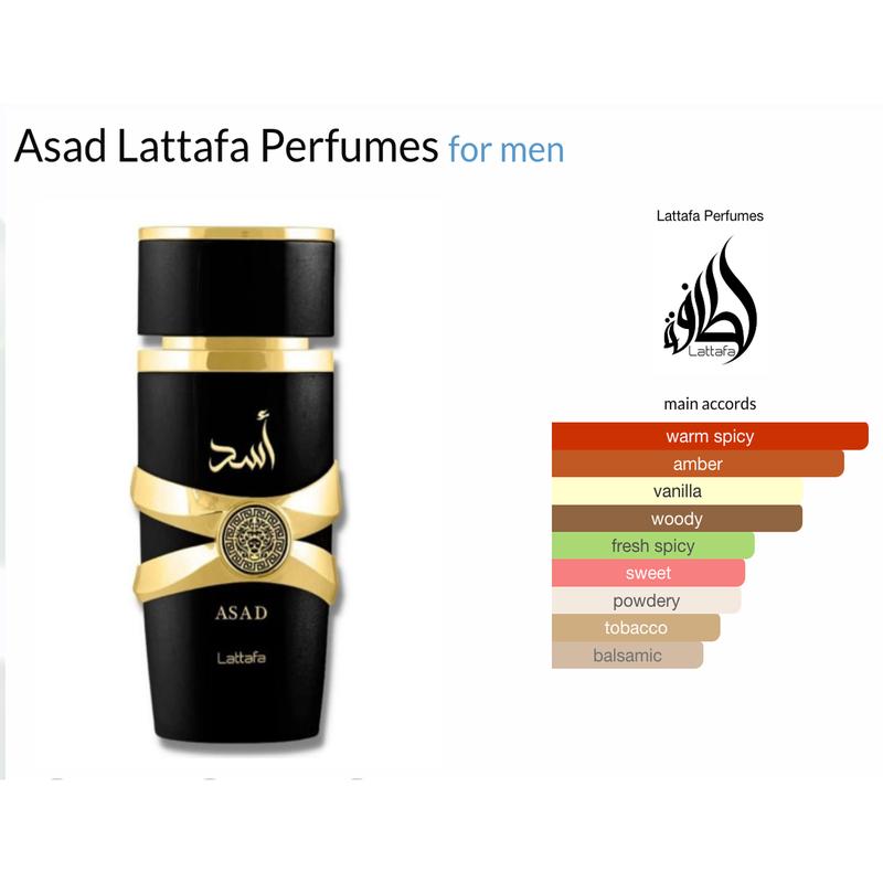 Lattafa Asad Eau de Parfum Spray for Men - 3.4 oz / 100 ml Deodorant Gift