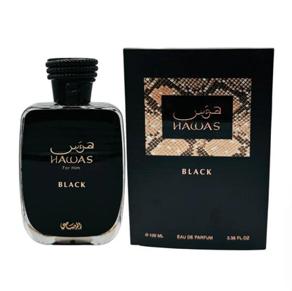 Rasasi Hawas Black Eau De Parfum Spray for Men - 3.4 oz