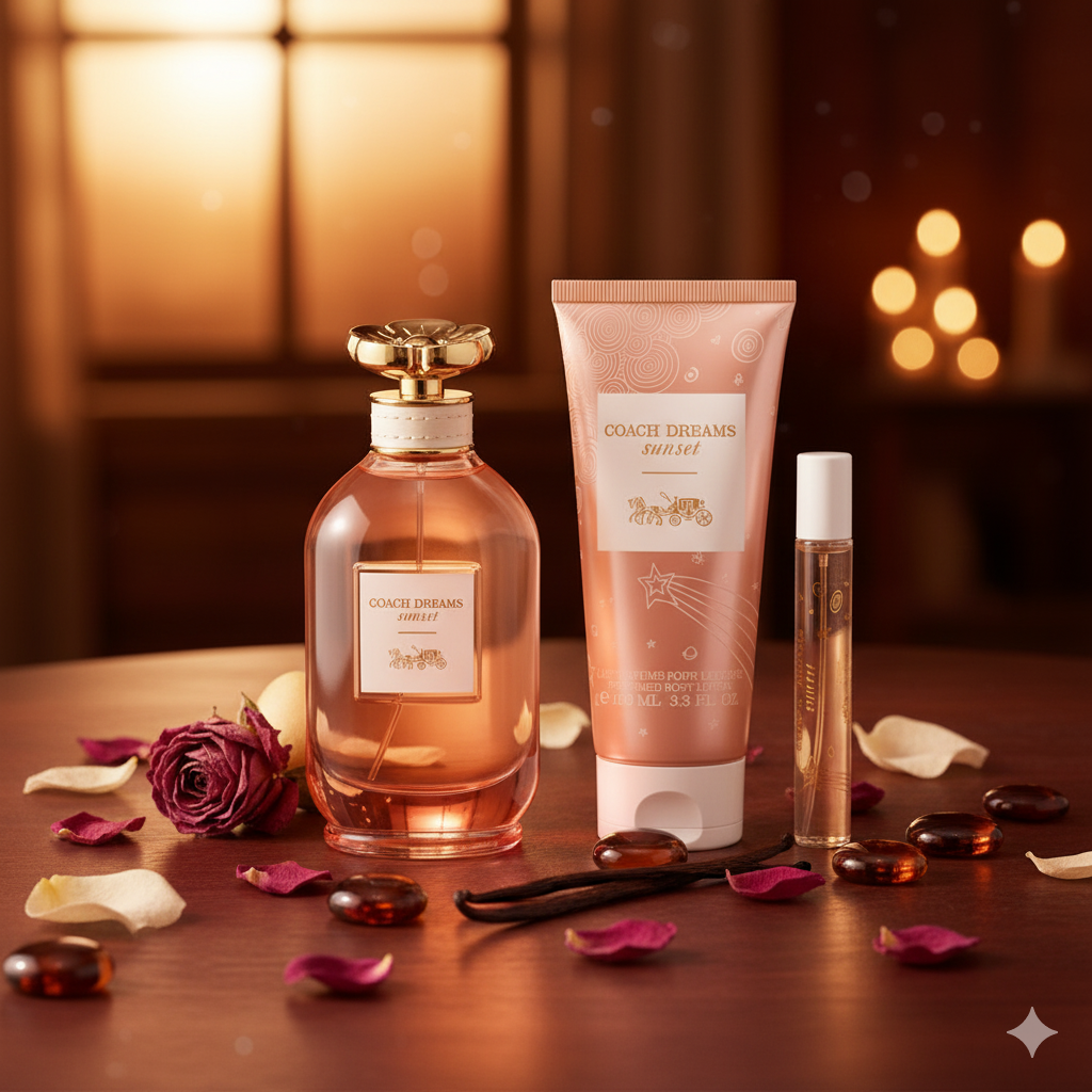 Coach Dreams Sunset Gift Set for Women (3.0 oz EDP + 3.3 oz Lotion + 0.25 oz Mini)