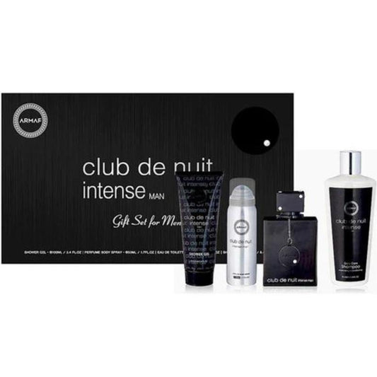 Armaf Club de Nuit Intense Men 4PC Gift Set for Men (3.6 oz EDT + 1.7 oz Perfume Body Spray + 3.4 oz Shower Gel + 8.4 oz Shampoo) Bodycare Scented Set