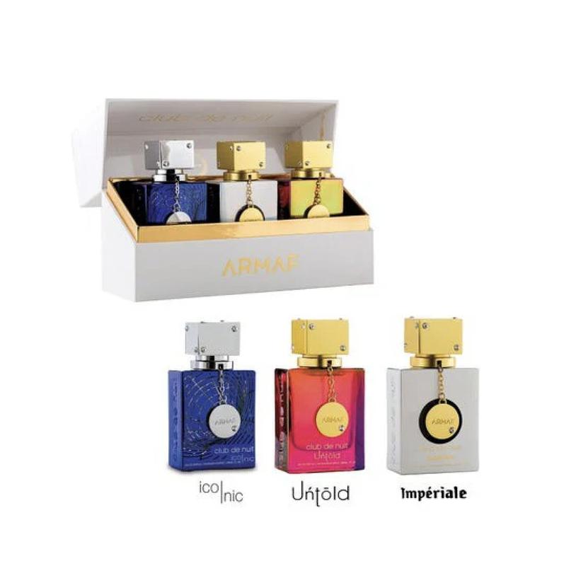 Armaf Club De Nuit 3 Piece Perfume Gift Set (Untold, Iconic, Imperiale) - 1 oz / 30 ml each