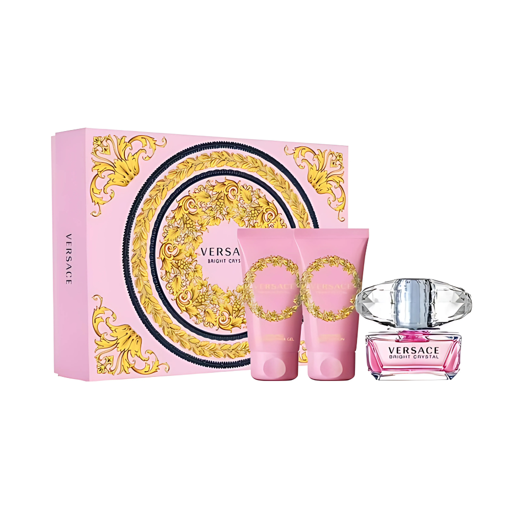 Versace Bright Crystal Gift Set for Women (1.7 Oz EDT, Shower Gel, Body Lotion)