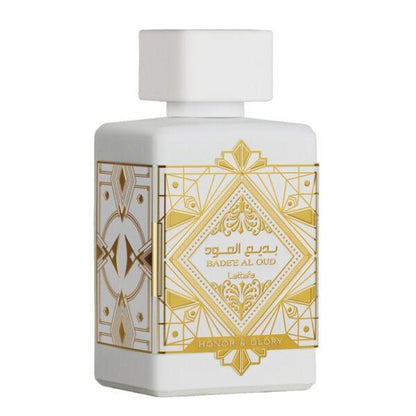 Lattafa Badee Al Oud Honor & Glory Gift Set - Eau de Parfum 3.4 oz, Hair Spray 1.6 oz, and Body Spray 6.7 oz