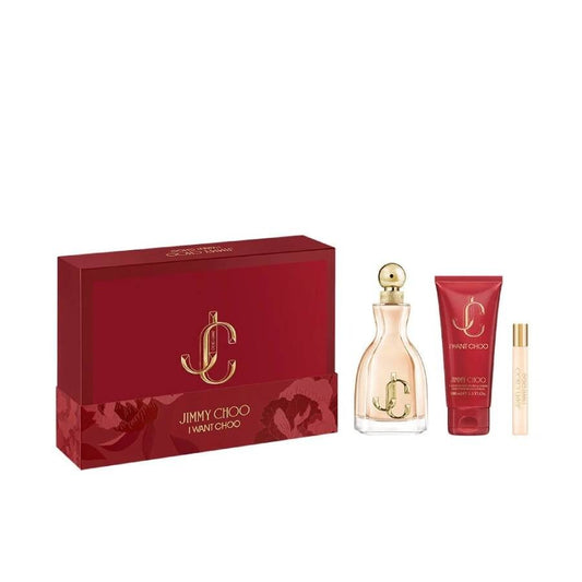 Jimmy Choo I Want Choo Gift Set for Women 3pc | Amber Floral Perfume with EDP, Body Lotion & Mini