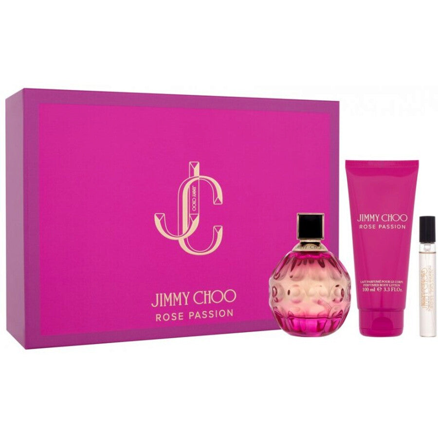 Jimmy Choo Rose Passion Gift Set for Women | Floral Perfume with EDP, Travel Spray & Body Lotion