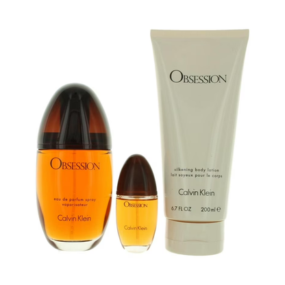 Calvin Klein Obsession for Women 3-Piece Gift Set – Eau de Parfum & Body Lotion