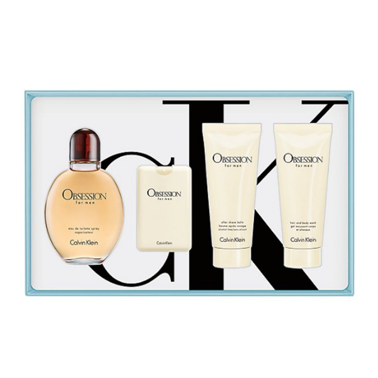 Calvin Klein Obsession for Men 4-Piece Gift Set – Eau de Toilette, After Shave Balm & Body Wash
