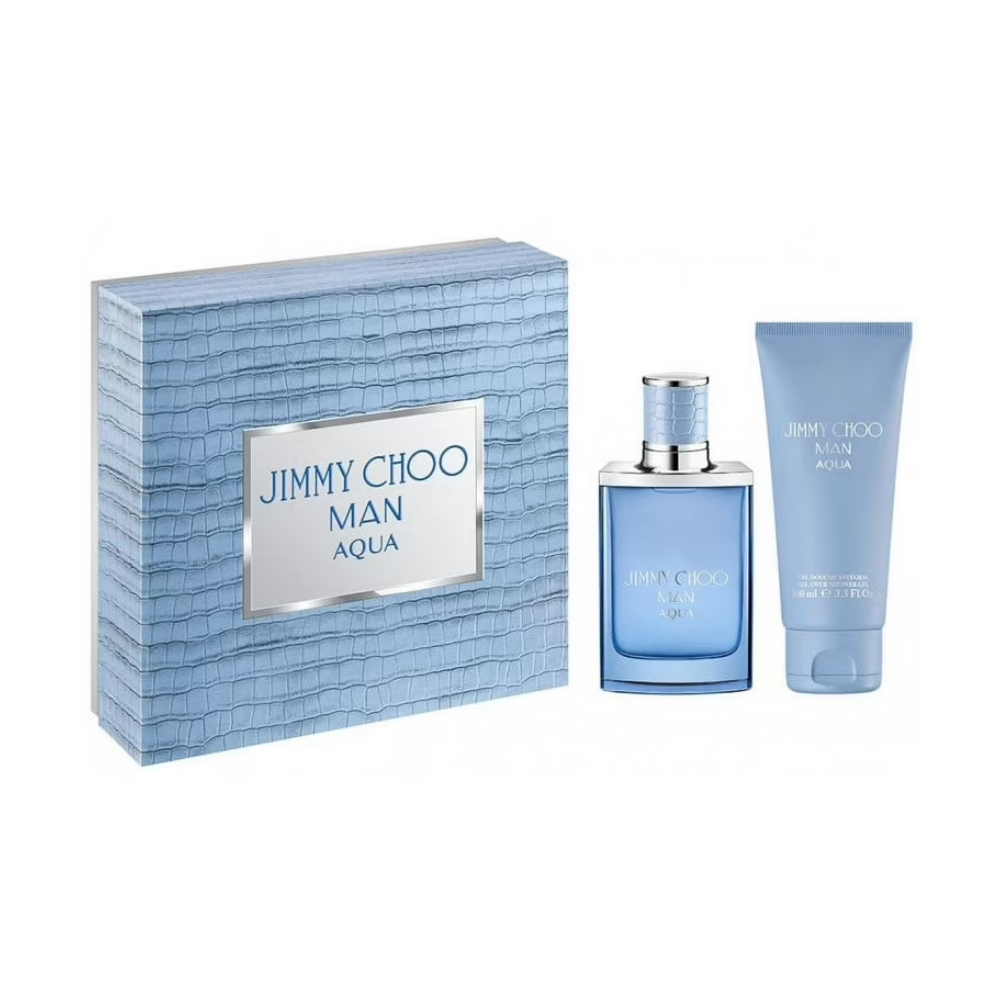 Jimmy Choo Man Aqua Gift Set for Men 2pc | Fresh Aquatic Cologne with EDT & Shower Gel