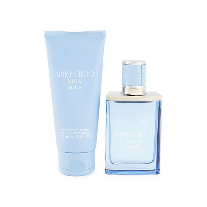 Jimmy Choo Man Aqua Gift Set for Men 2pc | Fresh Aquatic Cologne with EDT & Shower Gel
